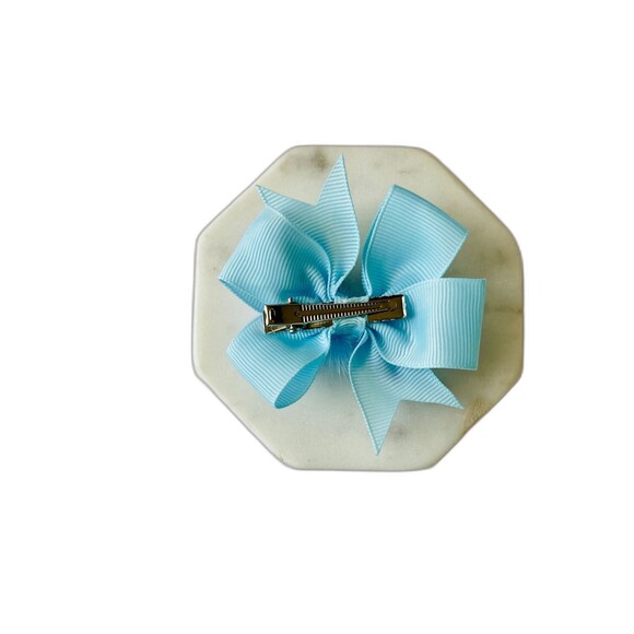 Set Blue Hair Bow and Snap Clip for Girl & Toddler - Picture 5 of 9